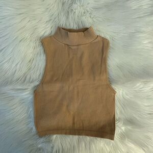 Zara Tan Ribbed Mock Neck Tank Top *Excellent Condition*
